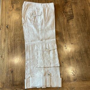 THEORY Khaki Linen Cargo Pants 0